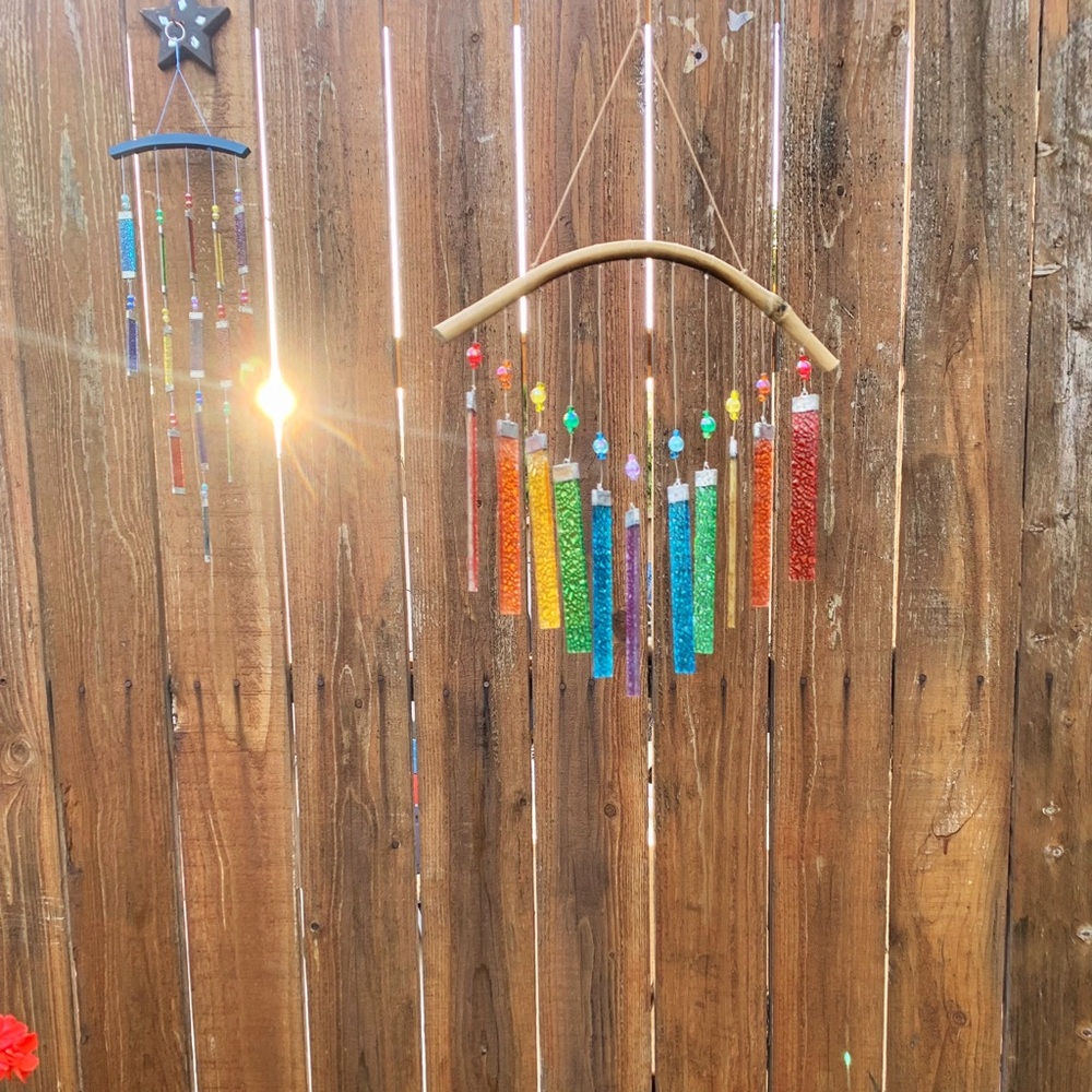 Rainbow Stained Glass Sun Catcher Wind Chime